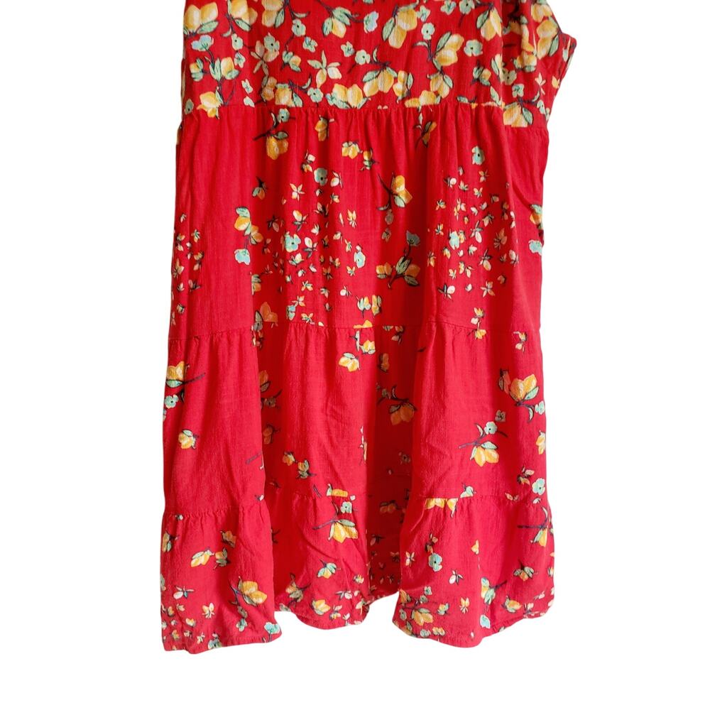 LC Lauren Conrad Ruffle Sleeve Linen Blend Fit & Flare Dress Red Size Large - Picture 3 of 8